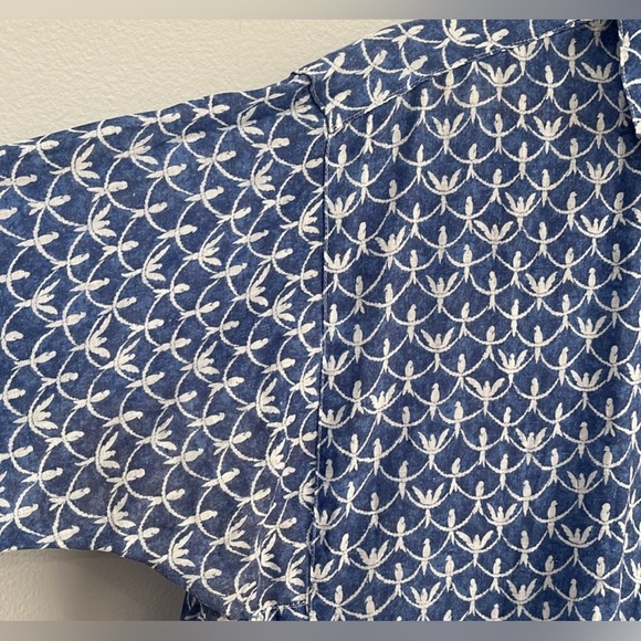 EUC J.Mclaughlin Fallon Long Sleeve Linen SZ L Blue & White - Picture 8 of 10